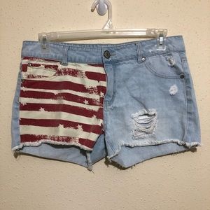Celebrity Pink Distressed American Flag Shorts Size 11